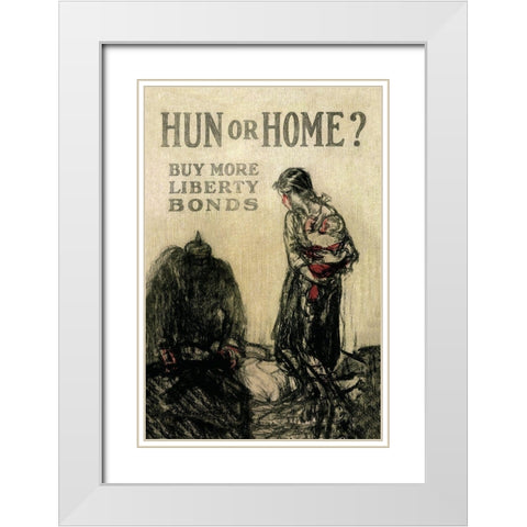WWI: Hun or Home? White Modern Wood Framed Art Print with Double Matting by Unknown