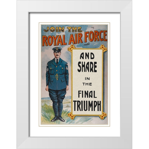 WWI: Join the Royal Air Force White Modern Wood Framed Art Print with Double Matting by Unknown