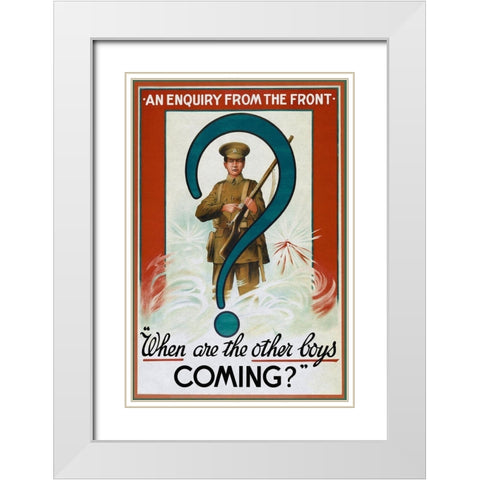 WWI: Enquiry from the Front White Modern Wood Framed Art Print with Double Matting by Unknown