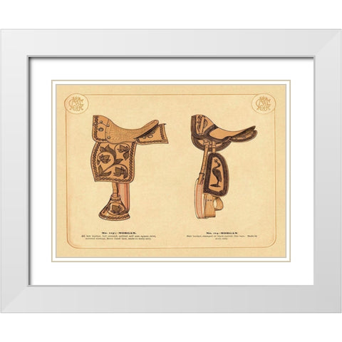 Saddles and Tack: Morgan Saddles #2 White Modern Wood Framed Art Print with Double Matting by Unknown