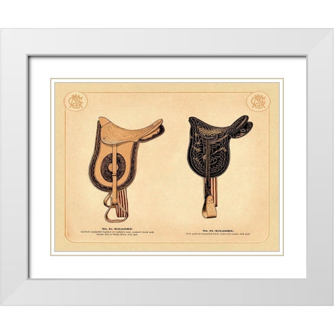 Saddles and Tack: Kilgore Saddles #2 White Modern Wood Framed Art Print with Double Matting by Unknown