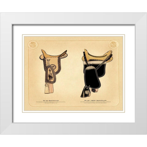 Saddles and Tack: McClellan Saddles #1 White Modern Wood Framed Art Print with Double Matting by Unknown