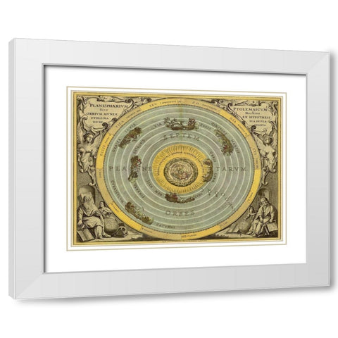 Maps of the Heavens: Planisphaerium Ptolemaicum White Modern Wood Framed Art Print with Double Matting by Cellarius, Andreas