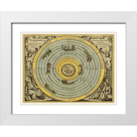 Maps of the Heavens: Planisphaerium Ptolemaicum White Modern Wood Framed Art Print with Double Matting by Cellarius, Andreas