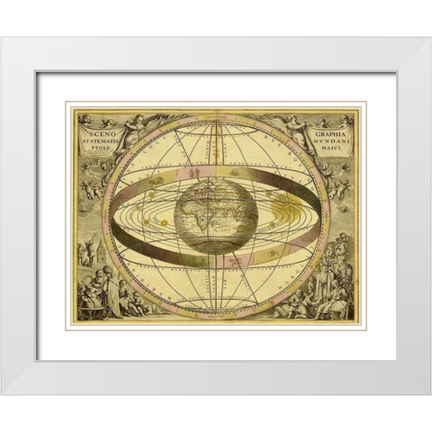 Maps of the Heavens: Sceno Systematis Ptolemaici White Modern Wood Framed Art Print with Double Matting by Cellarius, Andreas