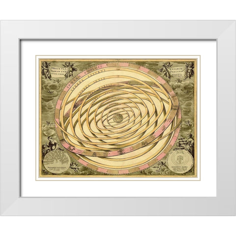 Maps of the Heavens: Orbium Planenarum White Modern Wood Framed Art Print with Double Matting by Cellarius, Andreas