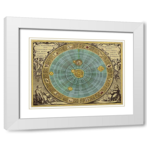 Maps of the Heavens: Planisphaerium Copernicanum White Modern Wood Framed Art Print with Double Matting by Cellarius, Andreas