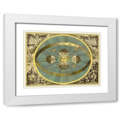 Maps of the Heavens: Sceno Systematis Copernicani White Modern Wood Framed Art Print with Double Matting by Cellarius, Andreas