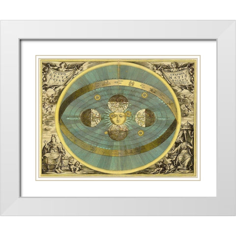 Maps of the Heavens: Sceno Systematis Copernicani White Modern Wood Framed Art Print with Double Matting by Cellarius, Andreas