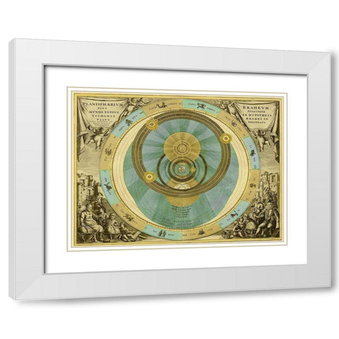 Maps of the Heavens: Planisphaerium Braheum White Modern Wood Framed Art Print with Double Matting by Cellarius, Andreas