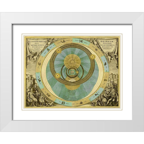 Maps of the Heavens: Planisphaerium Braheum White Modern Wood Framed Art Print with Double Matting by Cellarius, Andreas