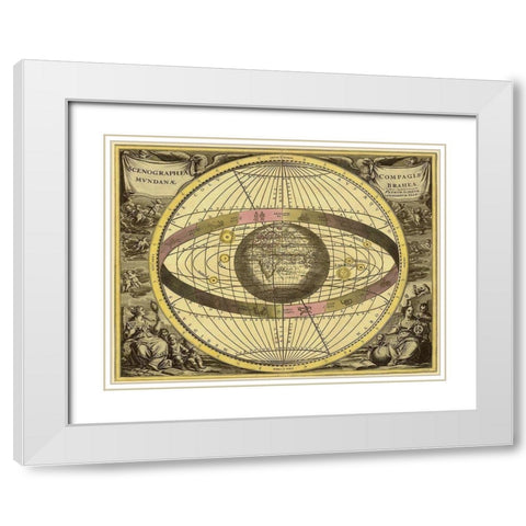 Maps of the Heavens: Scenographia Compagis Mundanae Brahea White Modern Wood Framed Art Print with Double Matting by Cellarius, Andreas