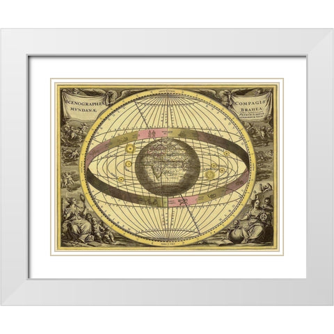 Maps of the Heavens: Scenographia Compagis Mundanae Brahea White Modern Wood Framed Art Print with Double Matting by Cellarius, Andreas