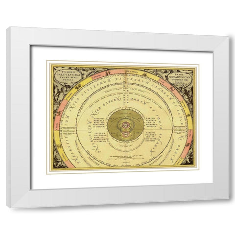 Maps of the Heavens: Tychonis Brahe Calculus Planetarum White Modern Wood Framed Art Print with Double Matting by Cellarius, Andreas
