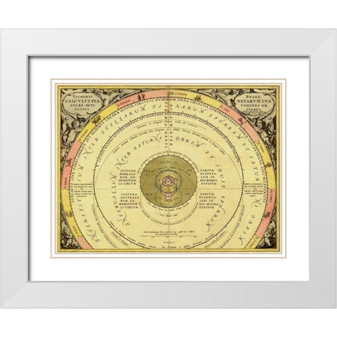 Maps of the Heavens: Tychonis Brahe Calculus Planetarum White Modern Wood Framed Art Print with Double Matting by Cellarius, Andreas