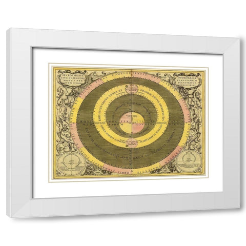 Maps of the Heavens: Hypothesis Ptomlemaica White Modern Wood Framed Art Print with Double Matting by Cellarius, Andreas