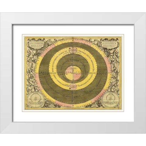 Maps of the Heavens: Hypothesis Ptomlemaica White Modern Wood Framed Art Print with Double Matting by Cellarius, Andreas