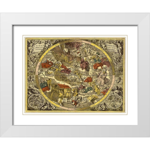 Maps of the Heavens: Coelistellati Christianina White Modern Wood Framed Art Print with Double Matting by Cellarius, Andreas