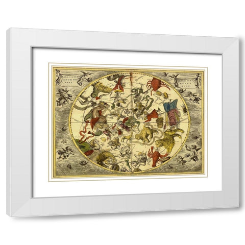 Maps of the Heavens: Planisphaerium Stellatum Boreale White Modern Wood Framed Art Print with Double Matting by Cellarius, Andreas