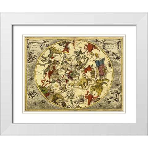 Maps of the Heavens: Planisphaerium Stellatum Boreale White Modern Wood Framed Art Print with Double Matting by Cellarius, Andreas