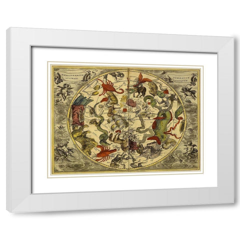 Maps of the Heavens: Haemisphaerium Stellatum Australe Antiquum White Modern Wood Framed Art Print with Double Matting by Cellarius, Andreas