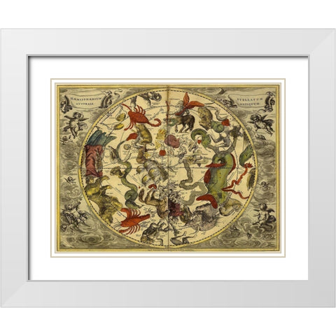 Maps of the Heavens: Haemisphaerium Stellatum Australe Antiquum White Modern Wood Framed Art Print with Double Matting by Cellarius, Andreas