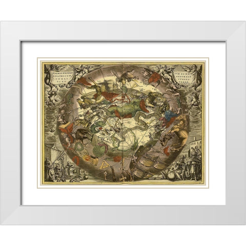 Maps of the Heavens: Haemisphaerium Sceno Graphicum Australe White Modern Wood Framed Art Print with Double Matting by Cellarius, Andreas