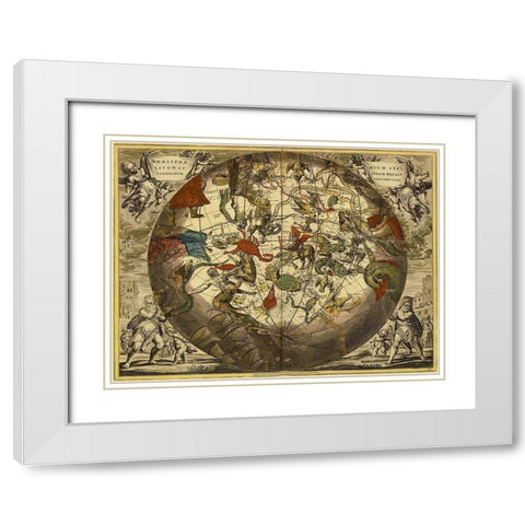 Maps of the Heavens: Haemisphaerium Stellatum Australe Aequali White Modern Wood Framed Art Print with Double Matting by Cellarius, Andreas