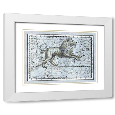 Maps of the Heavens: Leo - The Nemean Lion White Modern Wood Framed Art Print with Double Matting by Jamieson, Alexander