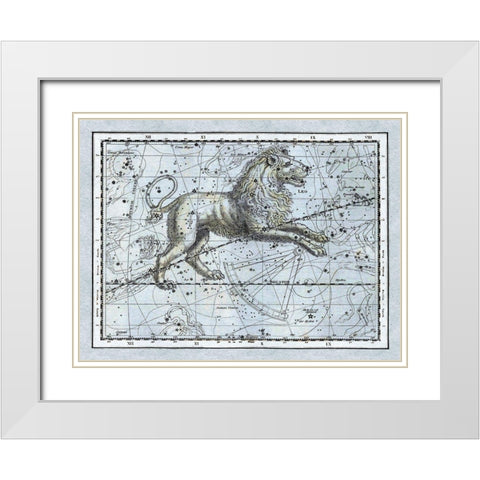 Maps of the Heavens: Leo - The Nemean Lion White Modern Wood Framed Art Print with Double Matting by Jamieson, Alexander