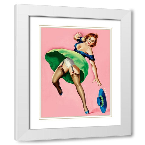 Mid-Century Pin-Ups - Wink Magazine - Strong Wind White Modern Wood Framed Art Print with Double Matting by Driben, Peter