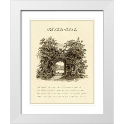 Water-Gate, 1813 White Modern Wood Framed Art Print with Double Matting by Repton, Humphry