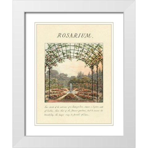 Rosarium, 1813 White Modern Wood Framed Art Print with Double Matting by Repton, Humphry