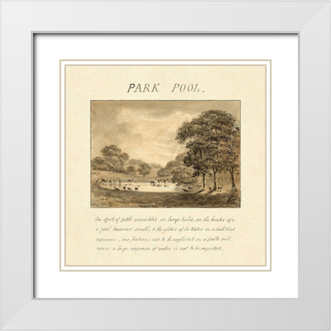 Park Pool, 1813 White Modern Wood Framed Art Print with Double Matting by Repton, Humphry