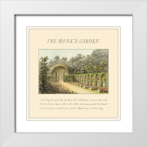 The Monks Garden, 1813 White Modern Wood Framed Art Print with Double Matting by Repton, Humphry