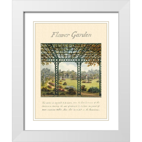 Flower Garden, 1813 White Modern Wood Framed Art Print with Double Matting by Repton, Humphry
