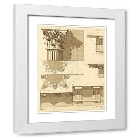 Plate 55 for Elements of Civil Architecture, ca. 1818-1850 White Modern Wood Framed Art Print with Double Matting by Vannini, Giuseppe