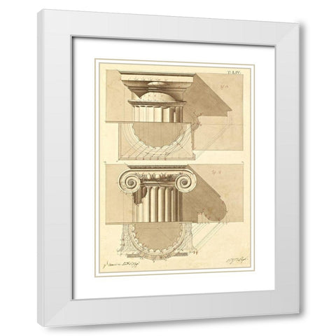 Plate 54 for Elements of Civil Architecture, ca. 1818-1850 White Modern Wood Framed Art Print with Double Matting by Vannini, Giuseppe