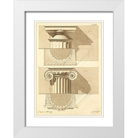 Plate 54 for Elements of Civil Architecture, ca. 1818-1850 White Modern Wood Framed Art Print with Double Matting by Vannini, Giuseppe