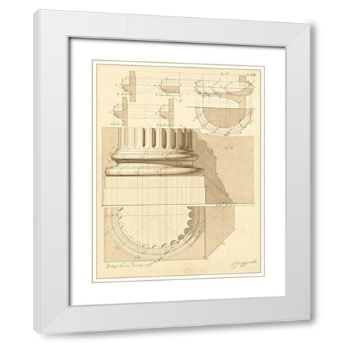 Plate 53 for Elements of Civil Architecture, ca. 1818-1850 White Modern Wood Framed Art Print with Double Matting by Vannini, Giuseppe
