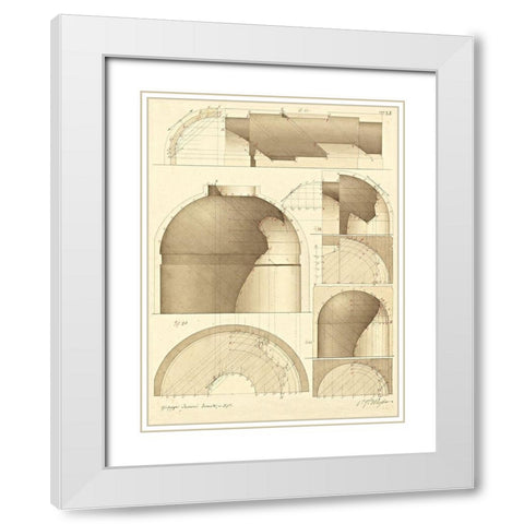 Plate 51 for Elements of Civil Architecture, ca. 1818-1850 White Modern Wood Framed Art Print with Double Matting by Vannini, Giuseppe