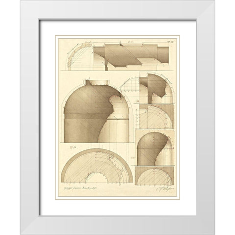 Plate 51 for Elements of Civil Architecture, ca. 1818-1850 White Modern Wood Framed Art Print with Double Matting by Vannini, Giuseppe