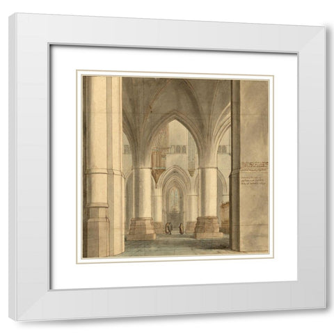 The Choir and North Ambulatory of the Church of Saint Bavo, Haarlem, 1634 White Modern Wood Framed Art Print with Double Matting by Saenredam, Pieter Jansz.