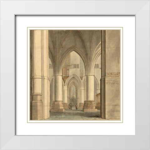 The Choir and North Ambulatory of the Church of Saint Bavo, Haarlem, 1634 White Modern Wood Framed Art Print with Double Matting by Saenredam, Pieter Jansz.