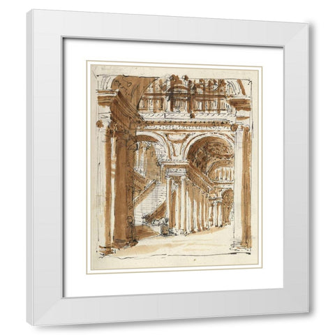 Grand entrance hall, Italy, 1786 White Modern Wood Framed Art Print with Double Matting by Peyre, Marie-Joseph