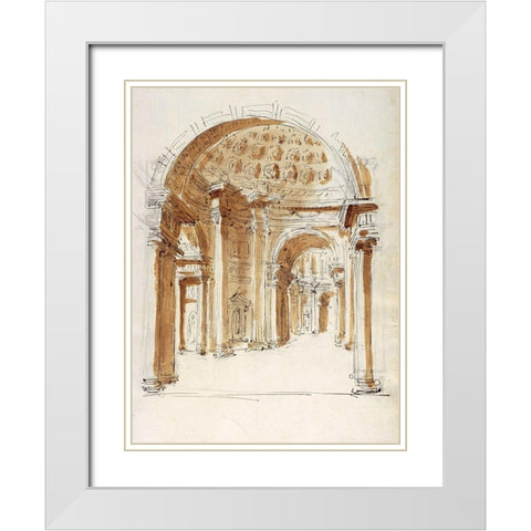 Interior hallway, Italy, 1786 White Modern Wood Framed Art Print with Double Matting by Peyre, Marie-Joseph