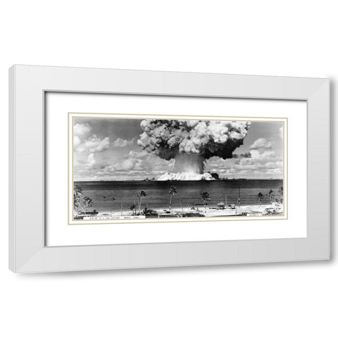 Bikini Atoll - Operation Crossroads Baker Detonation - July 25, 1946: DBCR-T1-318-Exp #6 AF434-4 White Modern Wood Framed Art Print with Double Matting by U.S. Navy