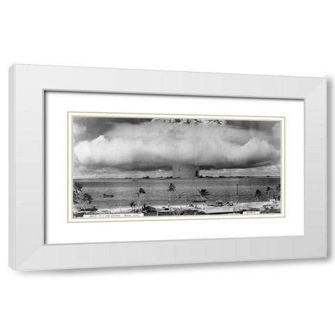 Bikini Atoll - Operation Crossroads Baker Detonation - July 25, 1946: DBCR-T1-318-Exp #2 AF434-6 White Modern Wood Framed Art Print with Double Matting by U.S. Navy