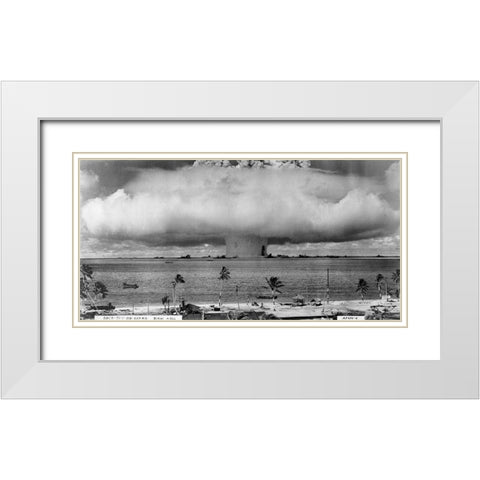 Bikini Atoll - Operation Crossroads Baker Detonation - July 25, 1946: DBCR-T1-318-Exp #2 AF434-6 White Modern Wood Framed Art Print with Double Matting by U.S. Navy