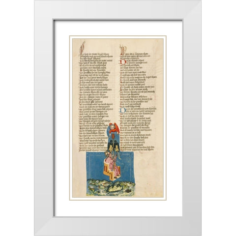 Alexander the Great in the Air White Modern Wood Framed Art Print with Double Matting by German 15th Century